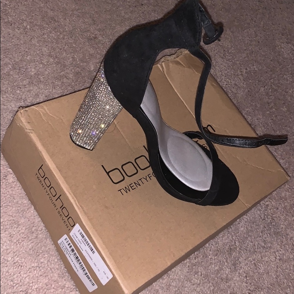Black heels silver rhinestones